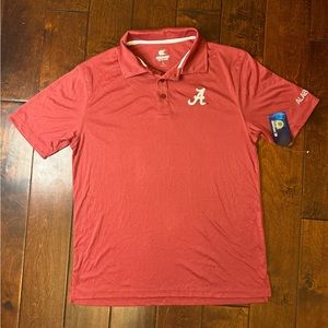 Alabama Crimson Tide Mens Polo Shirt Colosseum NCAA Short Sleeve Red Large